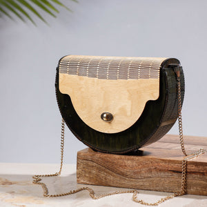 Black - Handcrafted Birch Wooden Sling Bag