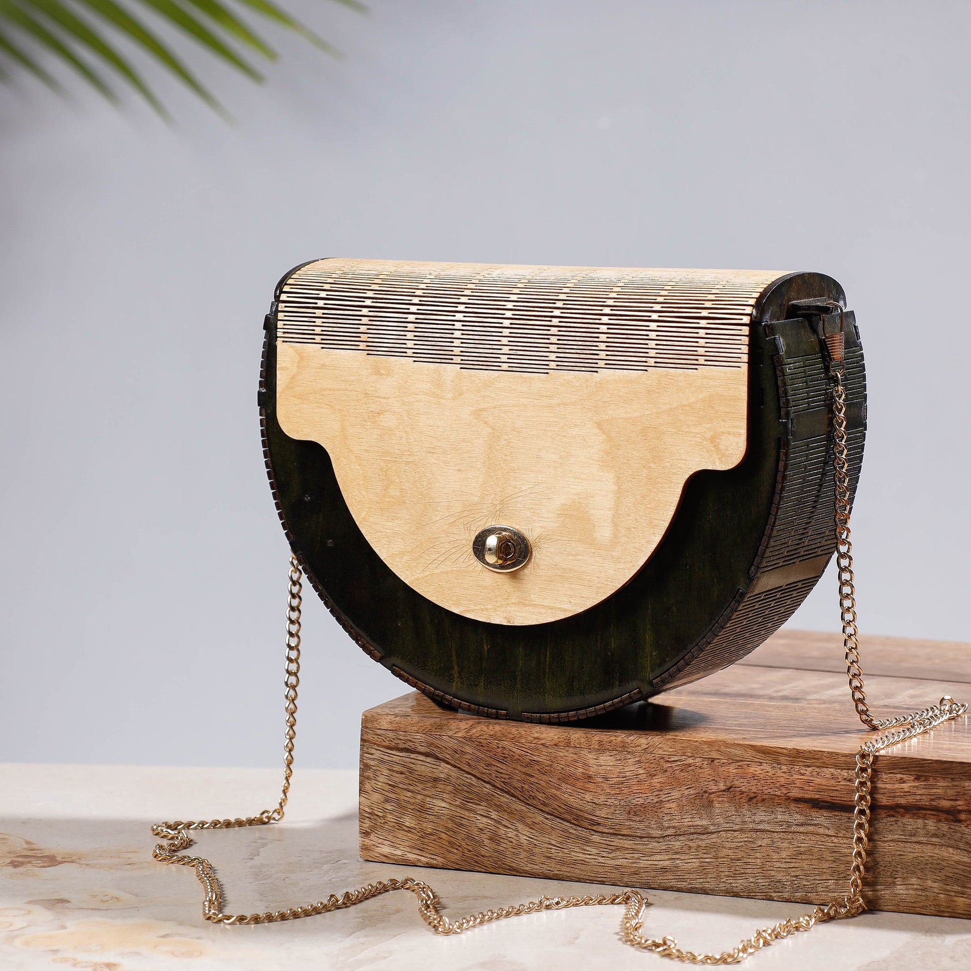Black - Handcrafted Birch Wooden Sling Bag