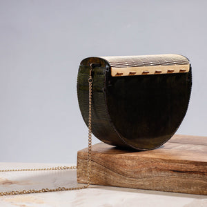 Black - Handcrafted Birch Wooden Sling Bag