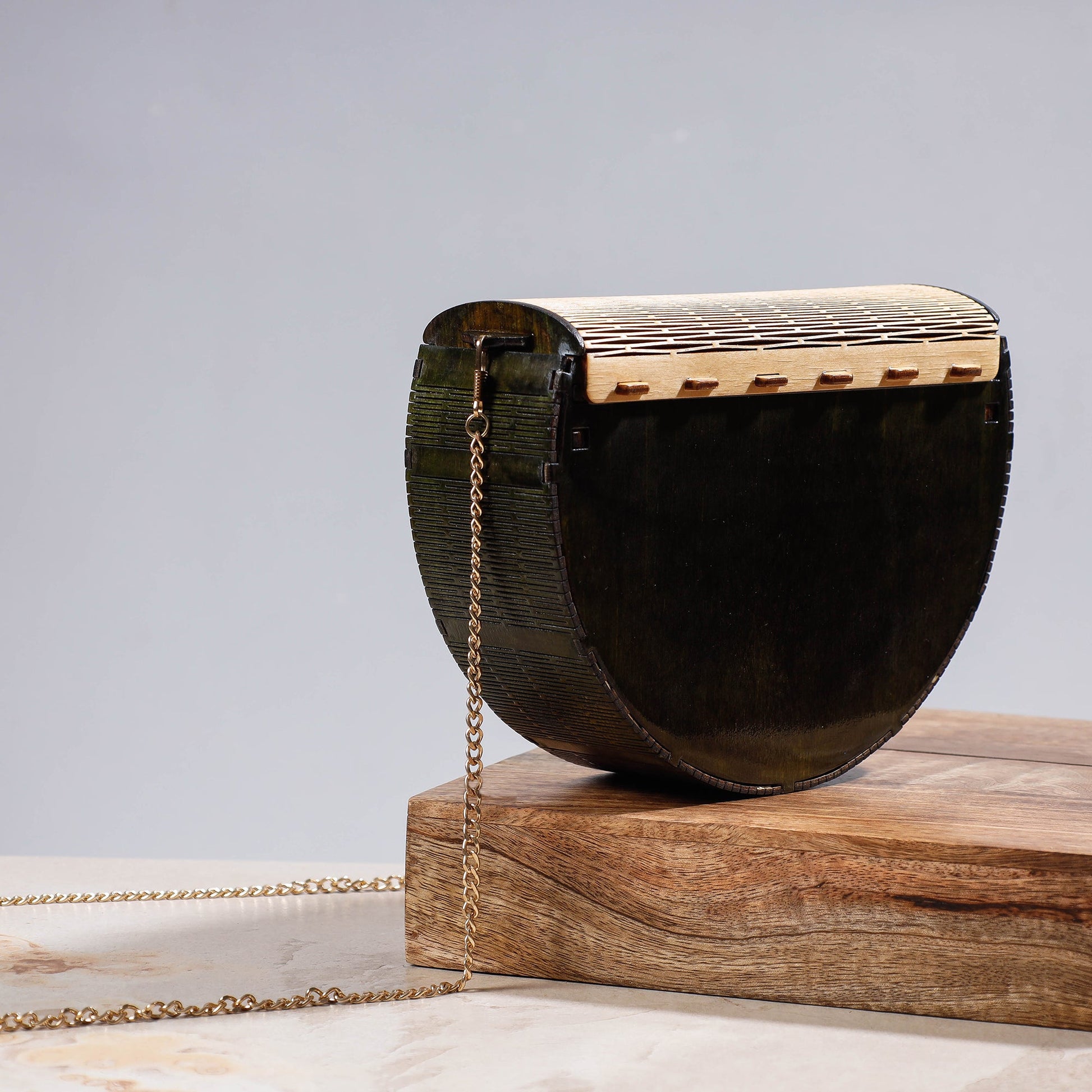 Black - Handcrafted Birch Wooden Sling Bag