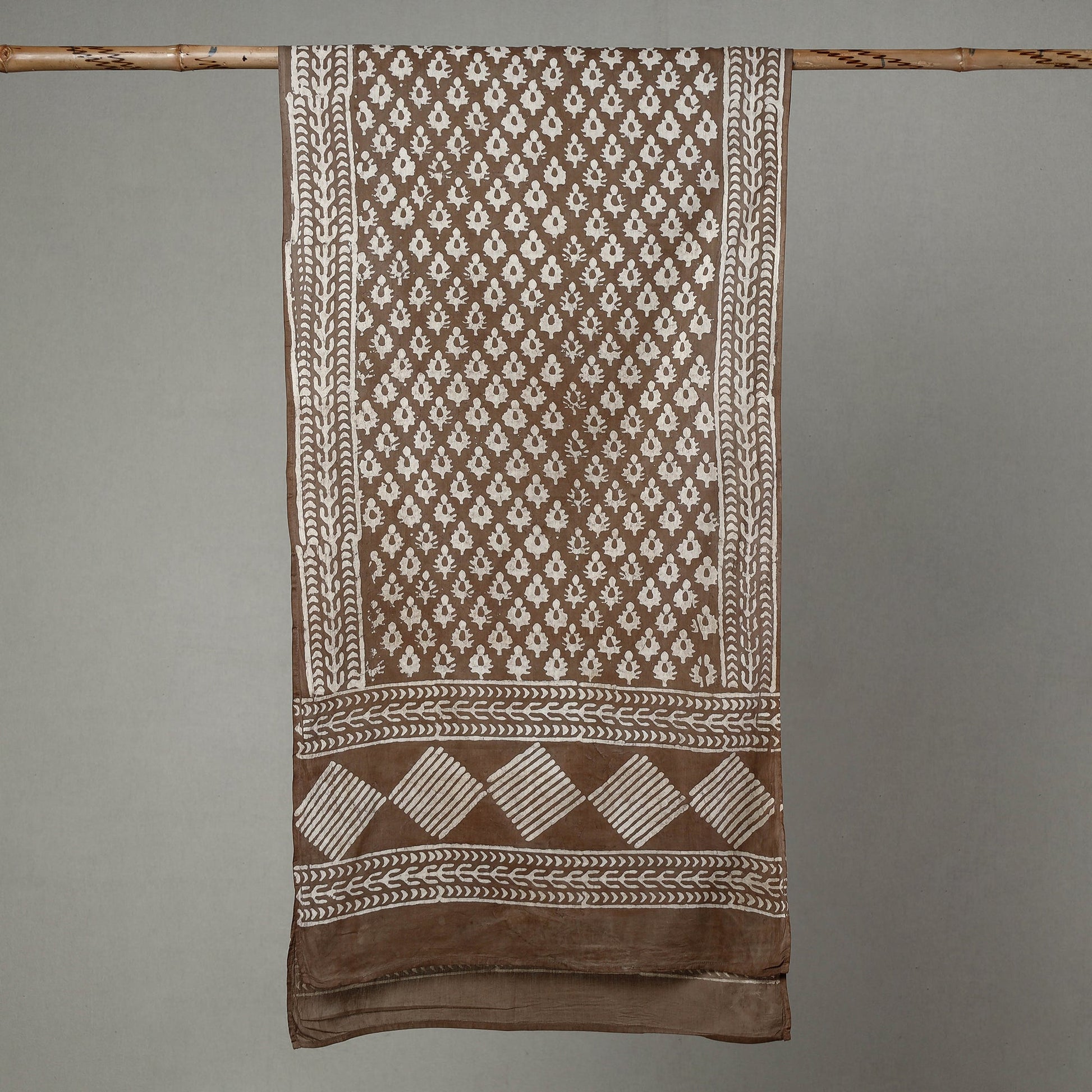 Brown - Pipad Block Printed Mul Cotton Stole