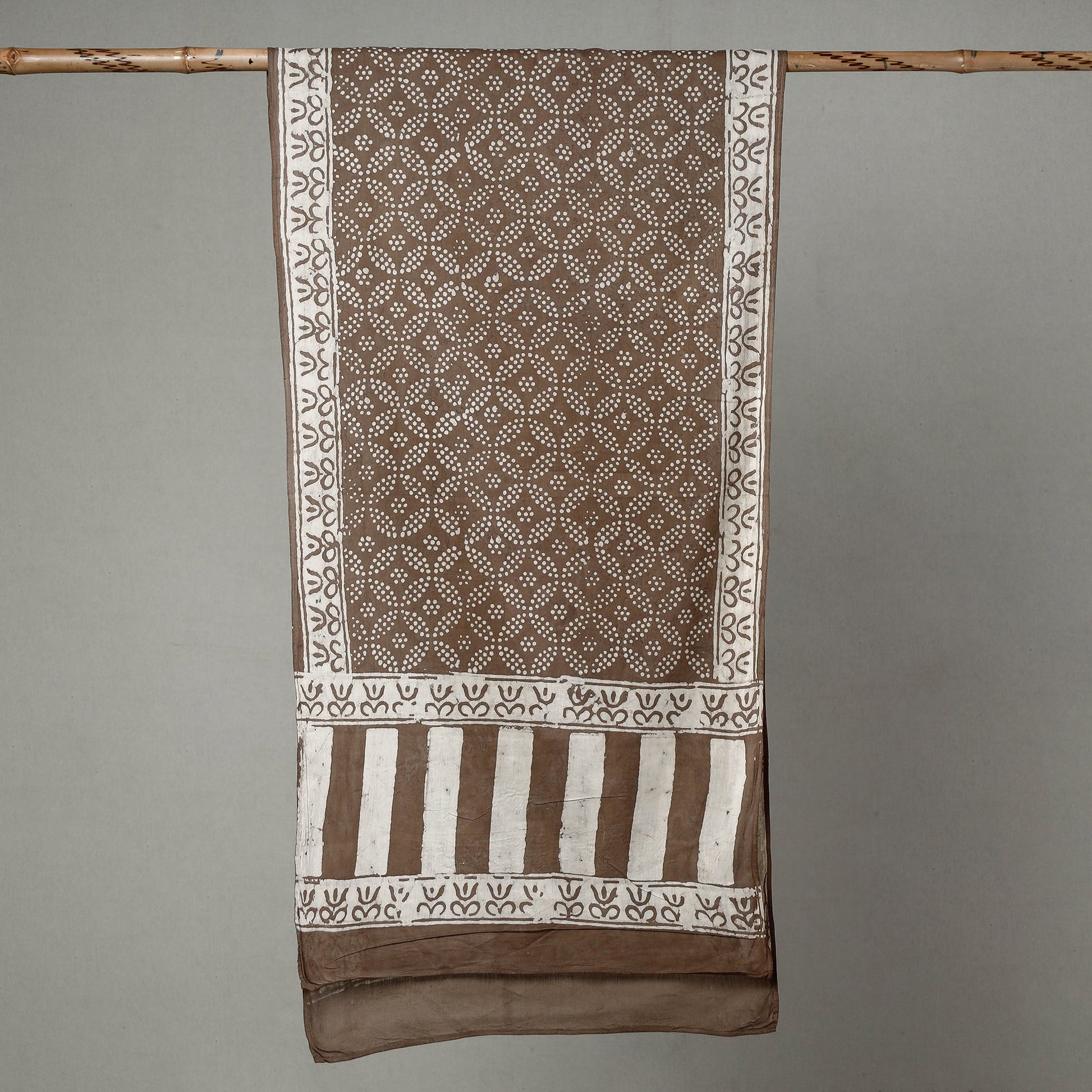 Brown - Pipad Block Printed Mul Cotton Stole