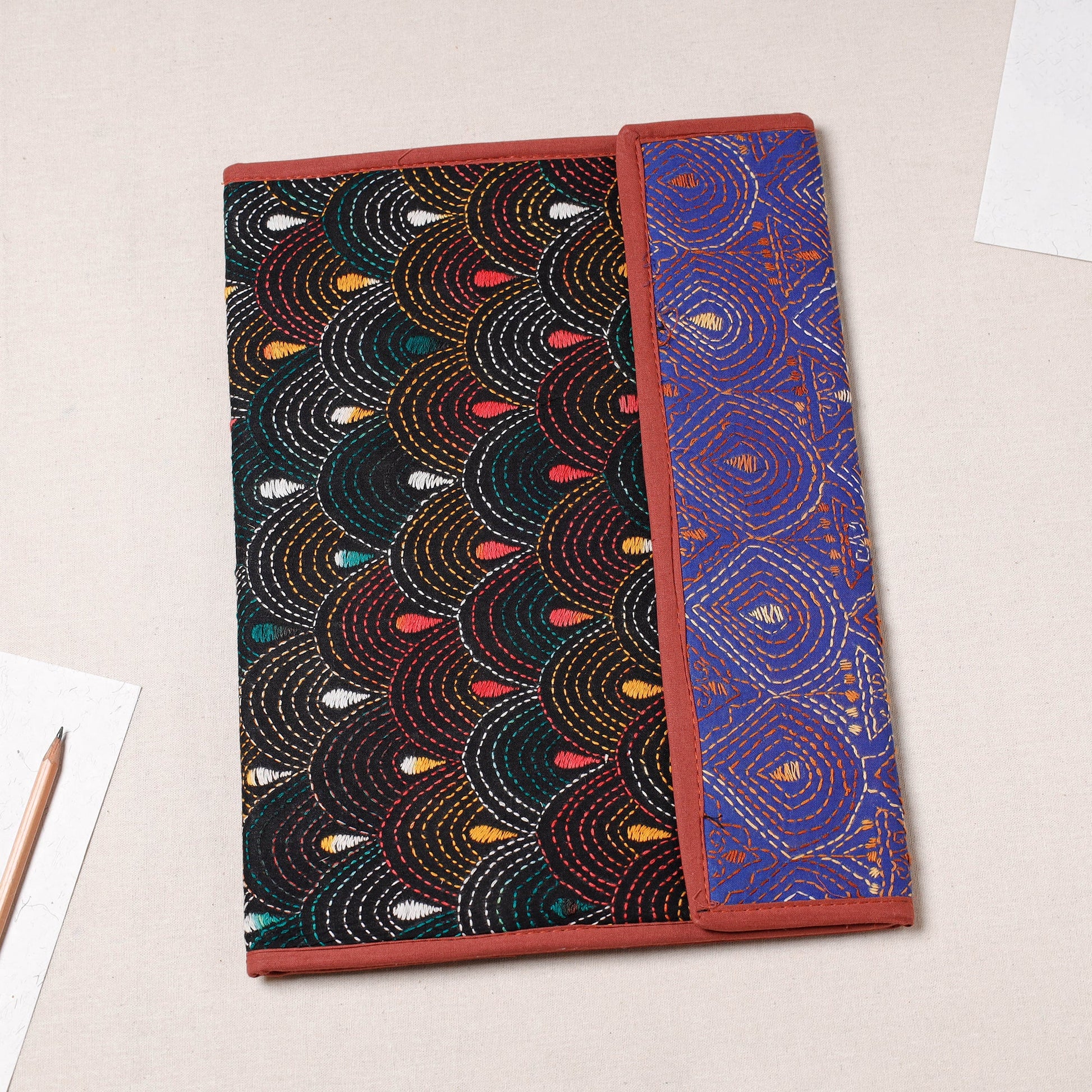 Bengal Kantha Work Handcrafted File Folder