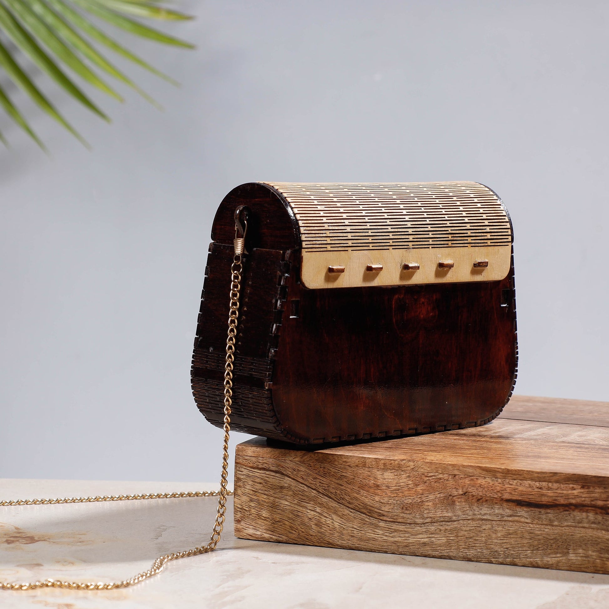 Brown - Handcrafted Birch Wooden Sling Bag