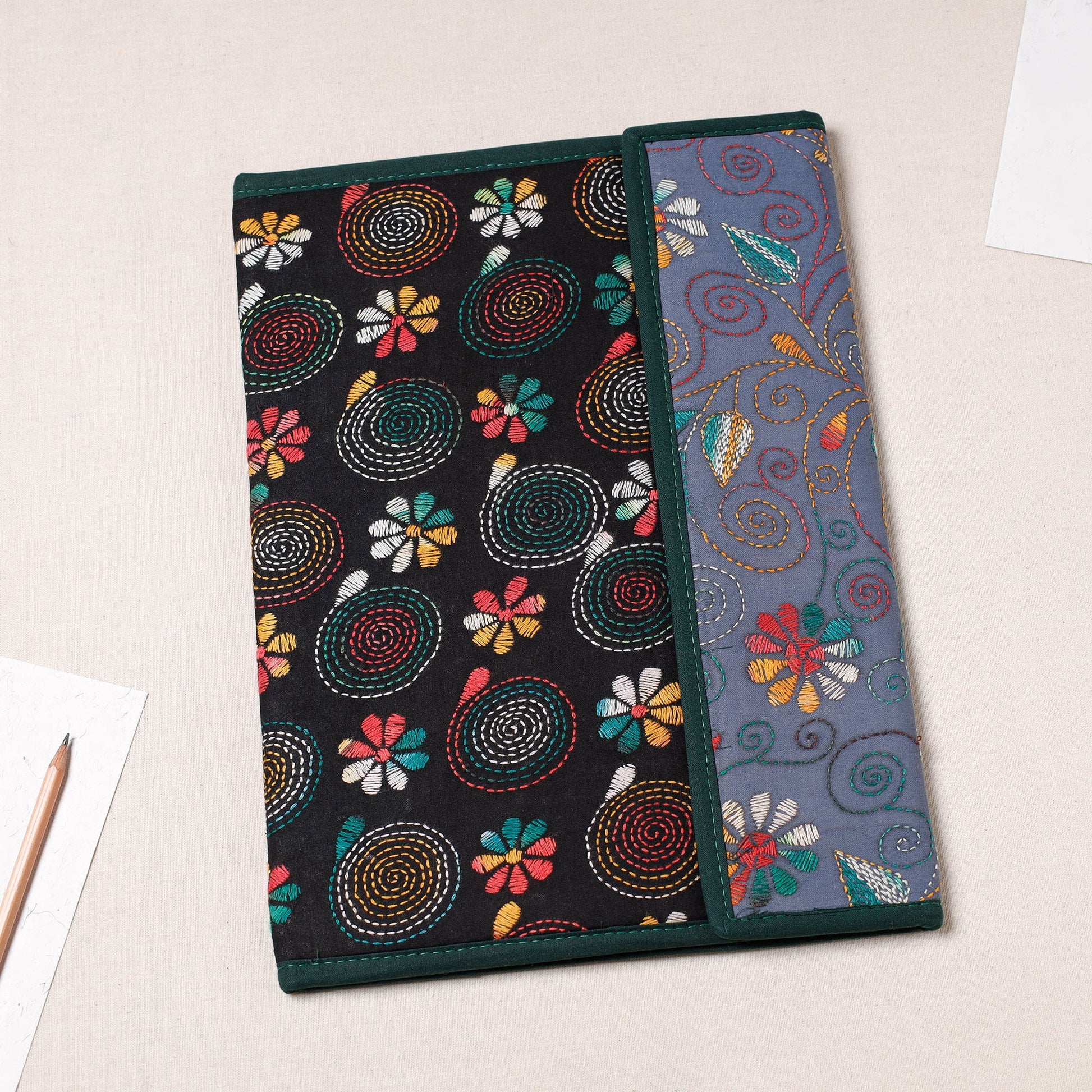 Bengal Kantha Work Handcrafted File Folder
