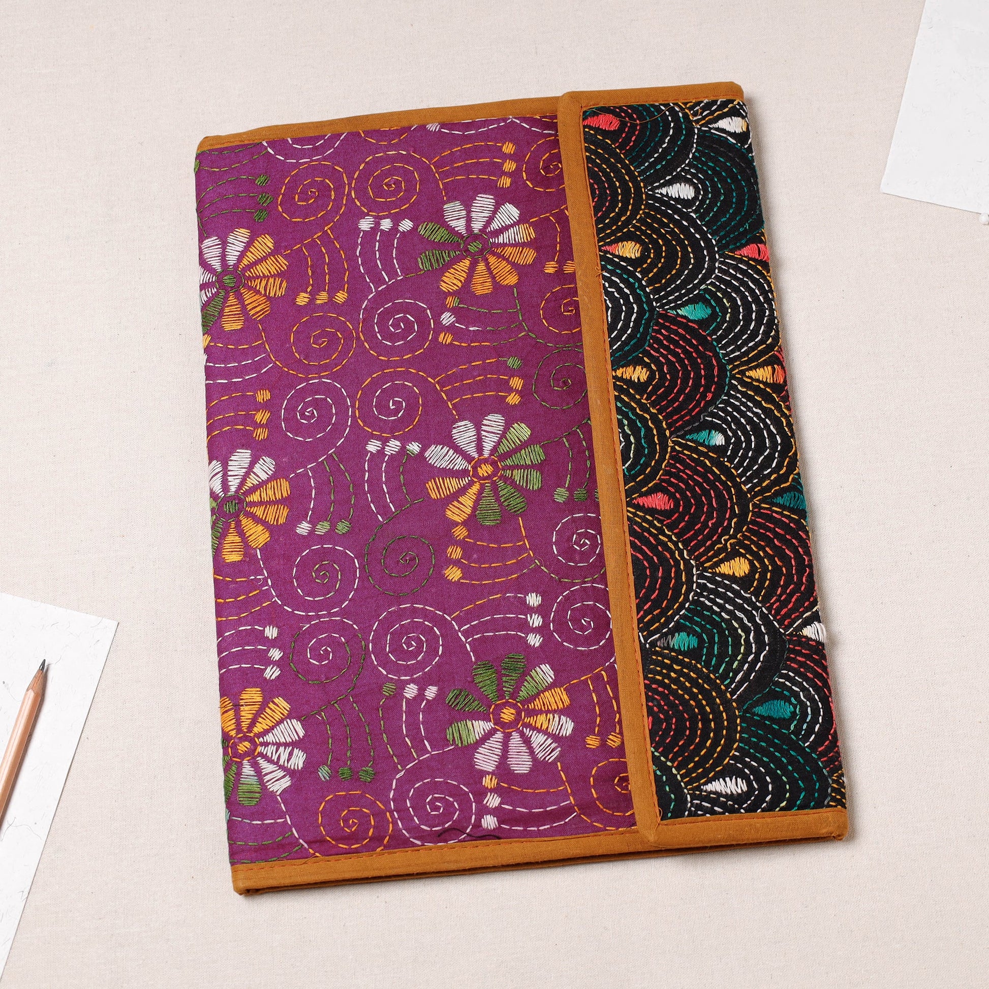 Bengal Kantha Work Handcrafted File Folder