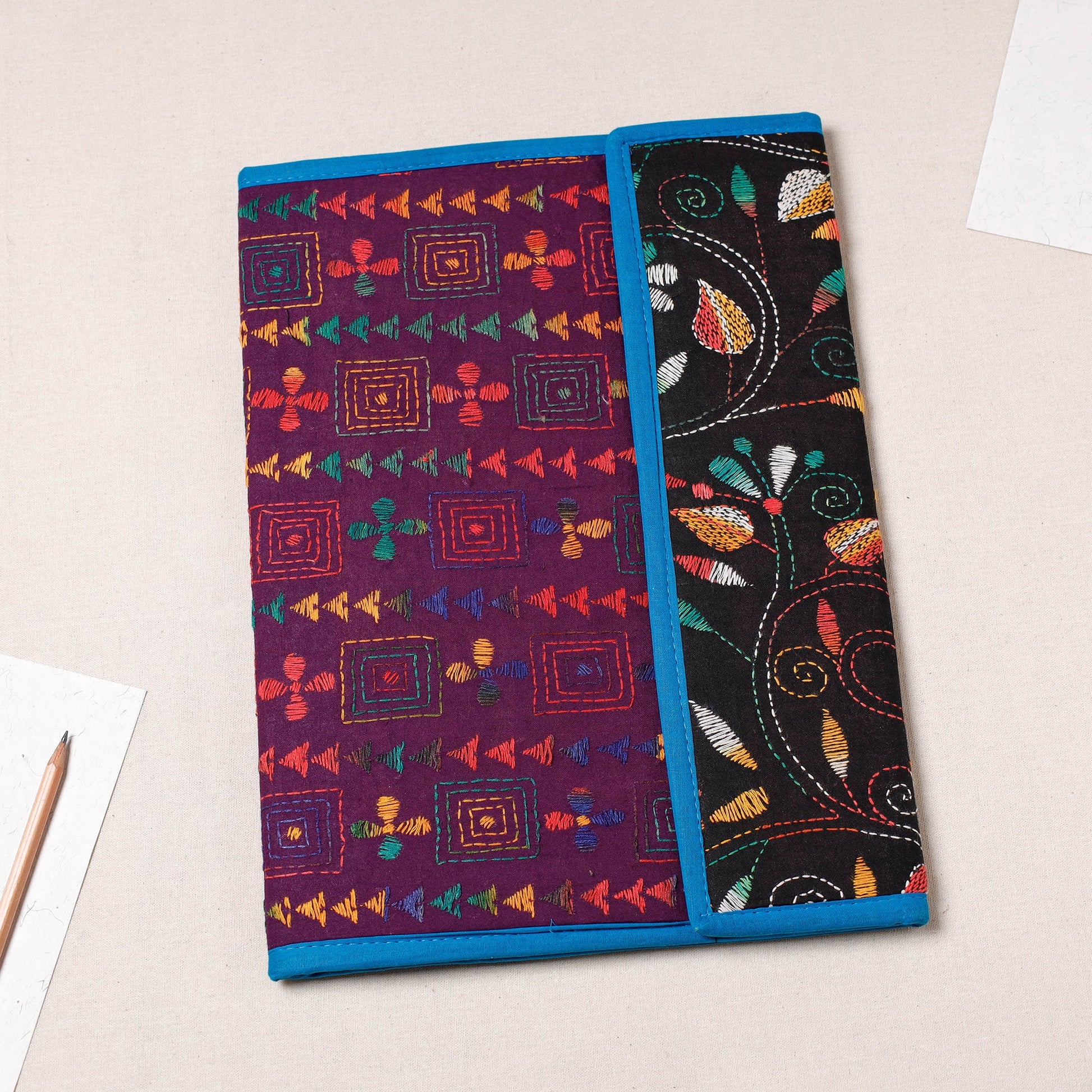 Bengal Kantha Work Handcrafted File Folder