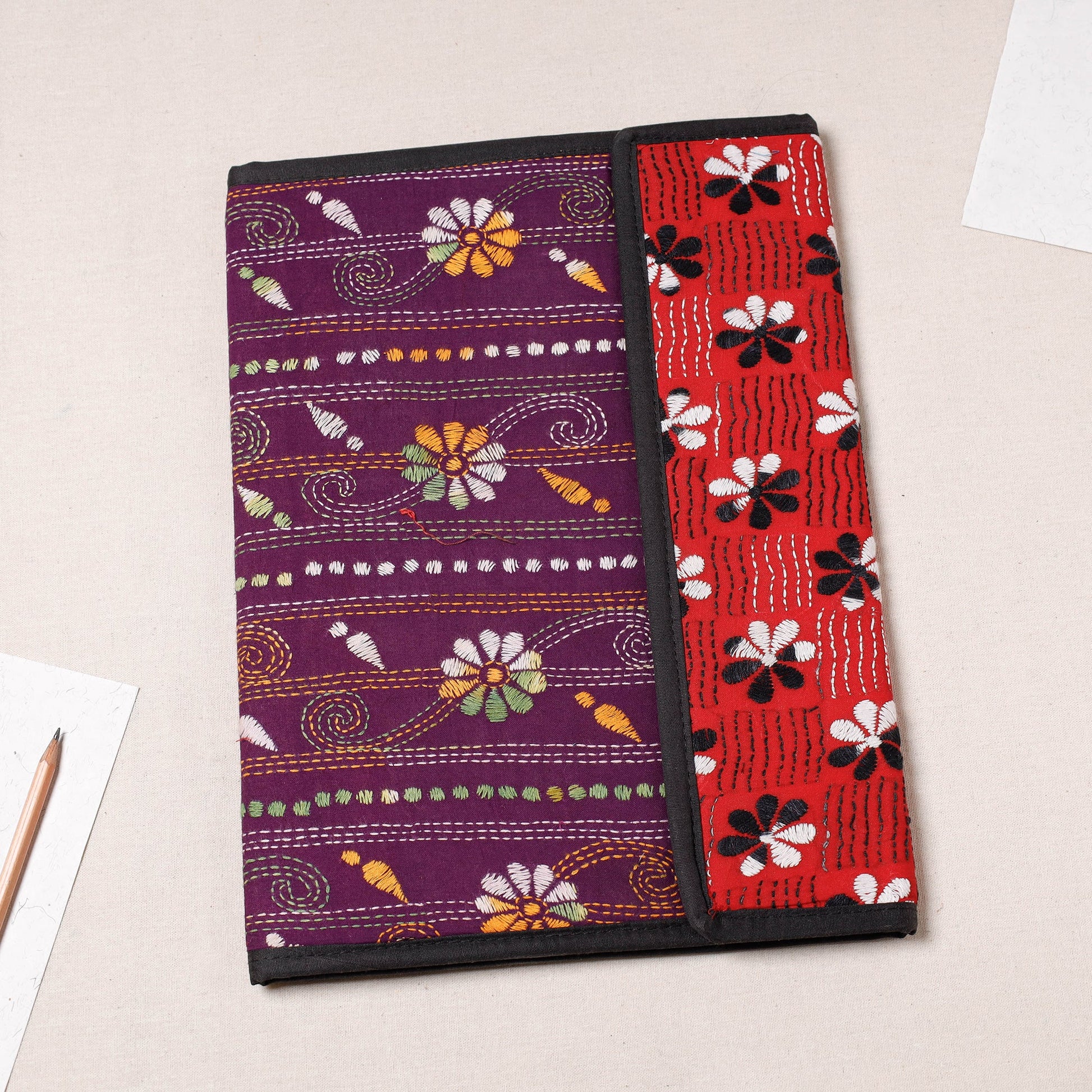 Bengal Kantha Work Handcrafted File Folder