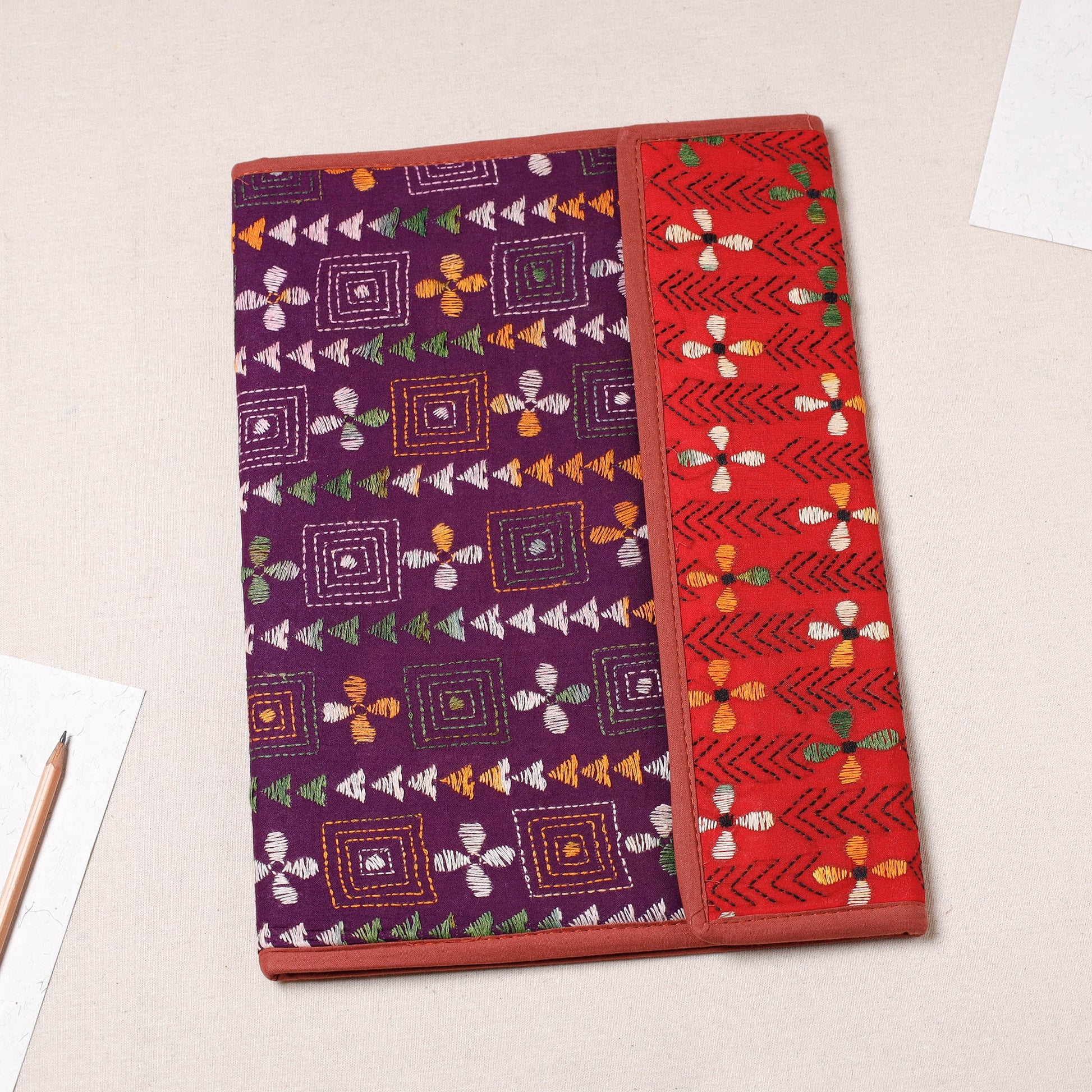 Bengal Kantha Work Handcrafted File Folder
