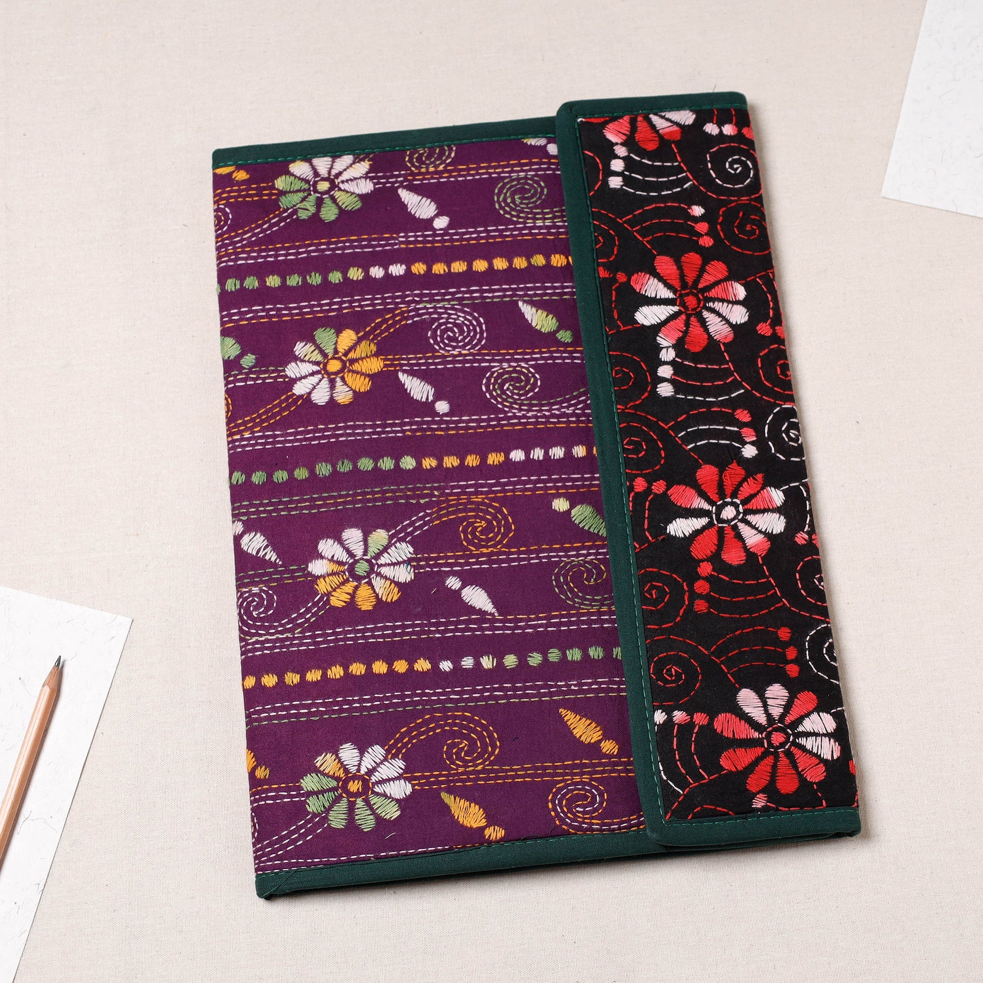 Bengal Kantha Work Handcrafted File Folder