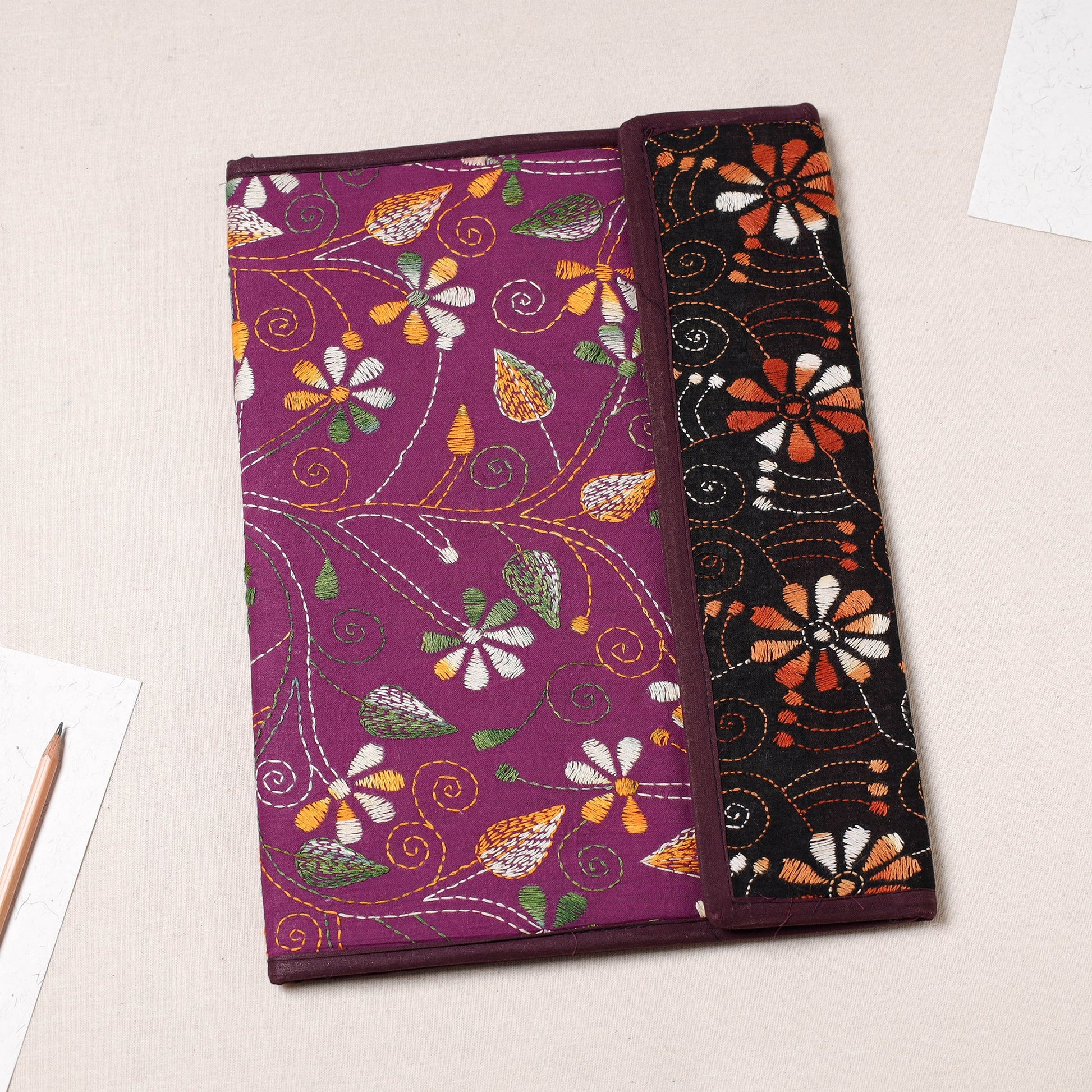 Bengal Kantha Work Handcrafted File Folder