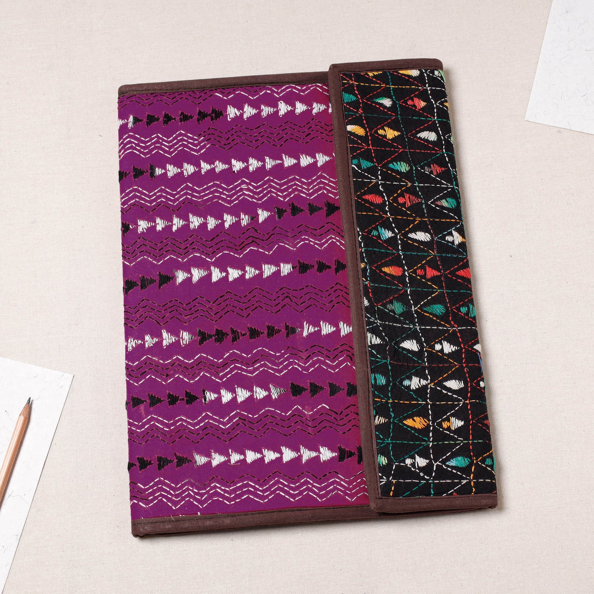 Bengal Kantha Work Handcrafted File Folder