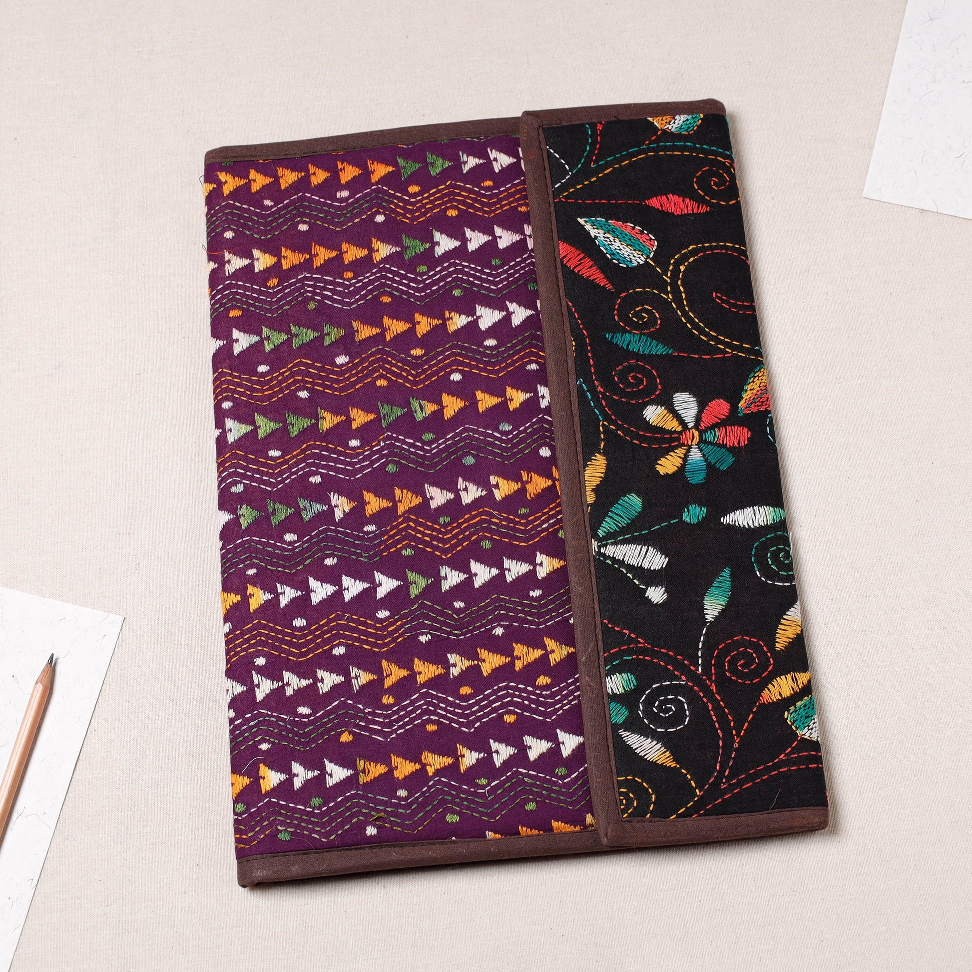 Bengal Kantha Work Handcrafted File Folder