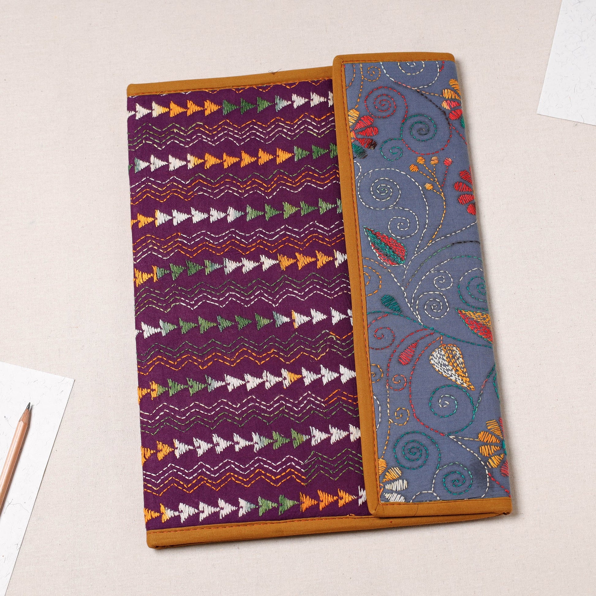 Bengal Kantha Work Handcrafted File Folder