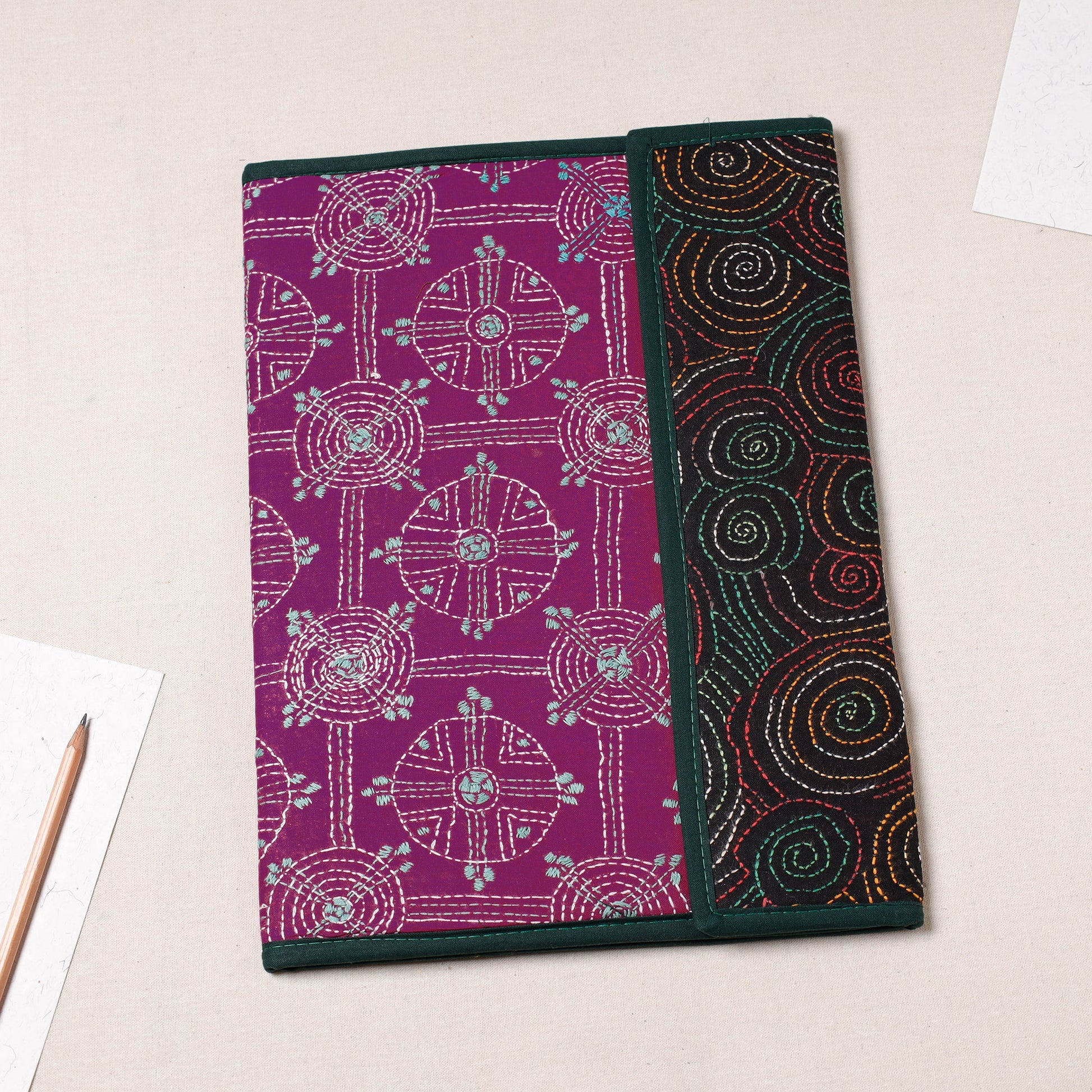 Bengal Kantha Work Handcrafted File Folder