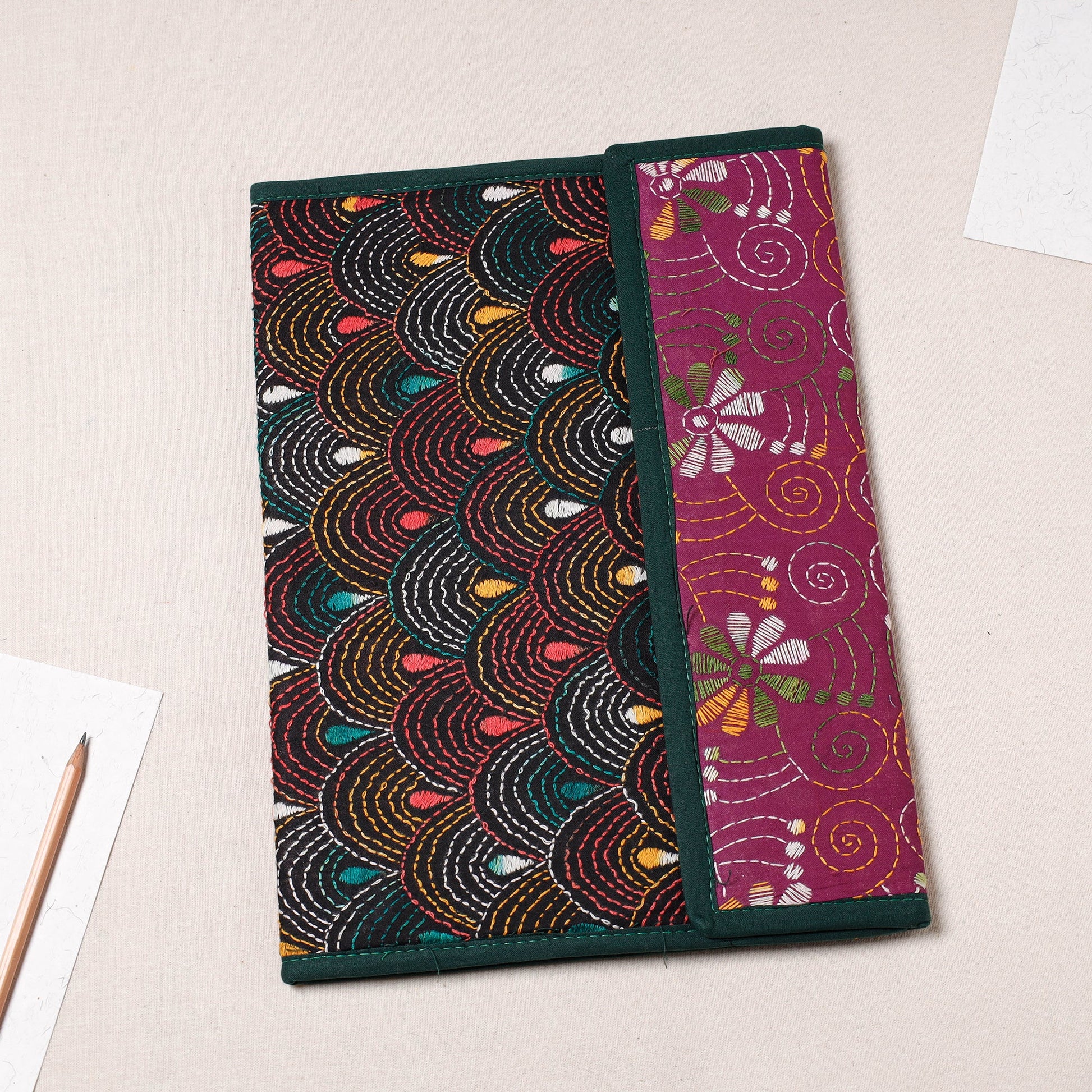 Bengal Kantha Work Handcrafted File Folder