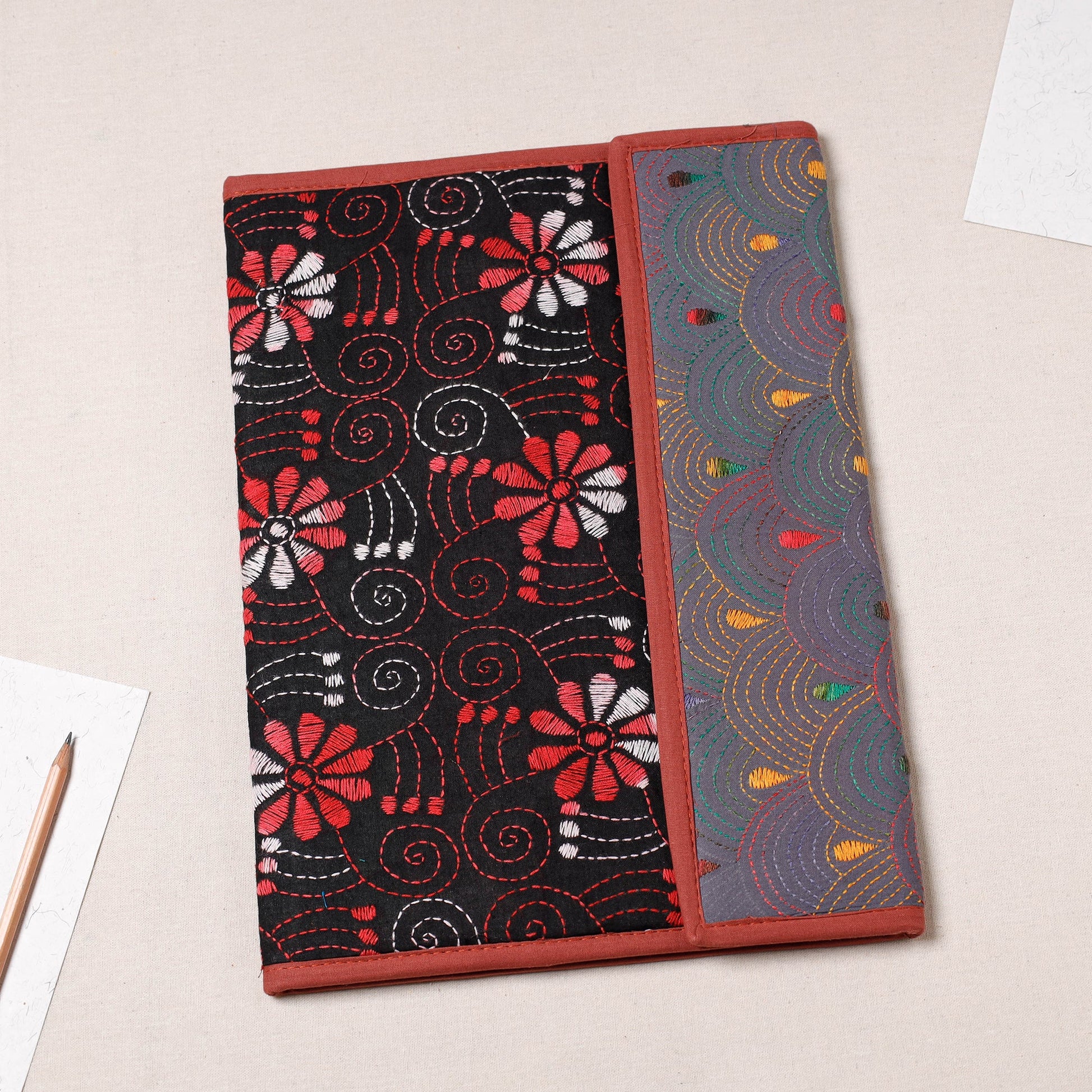 Bengal Kantha Work Handcrafted File Folder