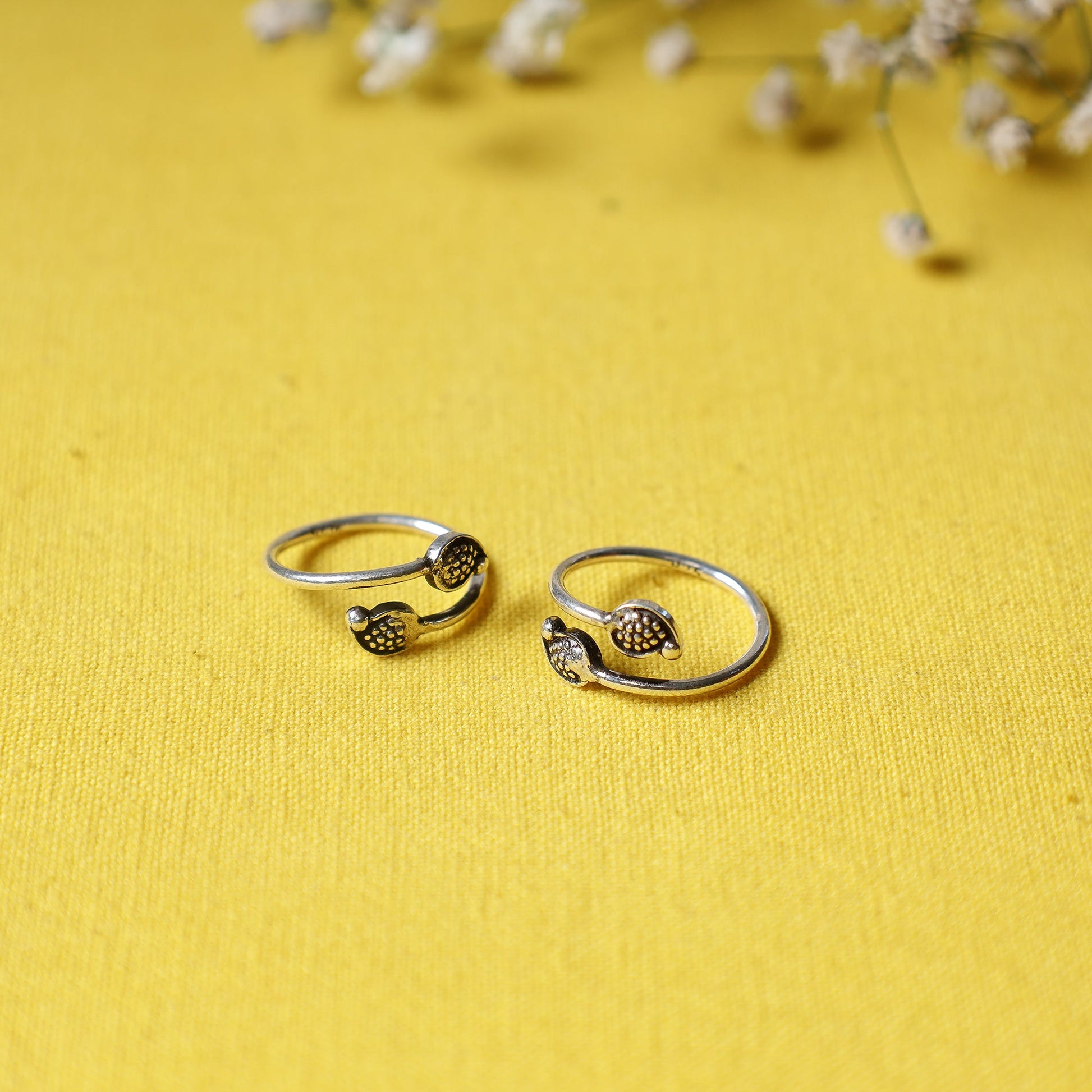 Antique Padma Sterling Silver Toe Rings (Adjustable)