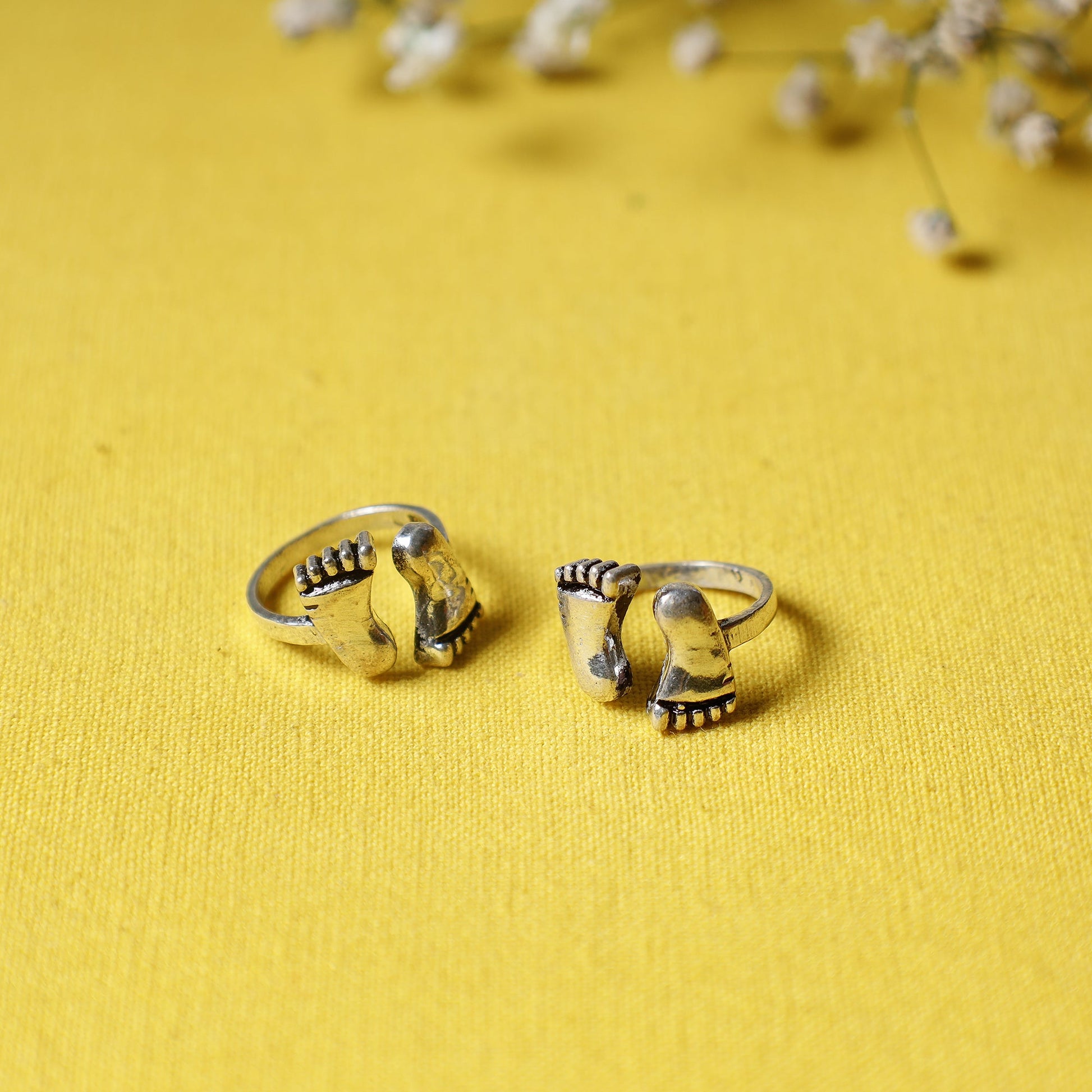 Antique Padma Sterling Silver Toe Rings (Adjustable)