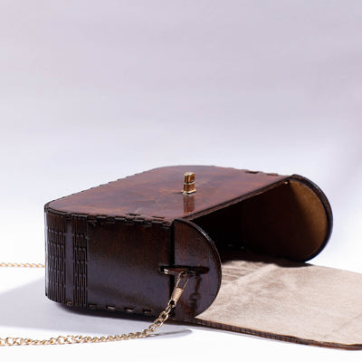 Brown - Handcrafted Birch Wooden Sling Bag