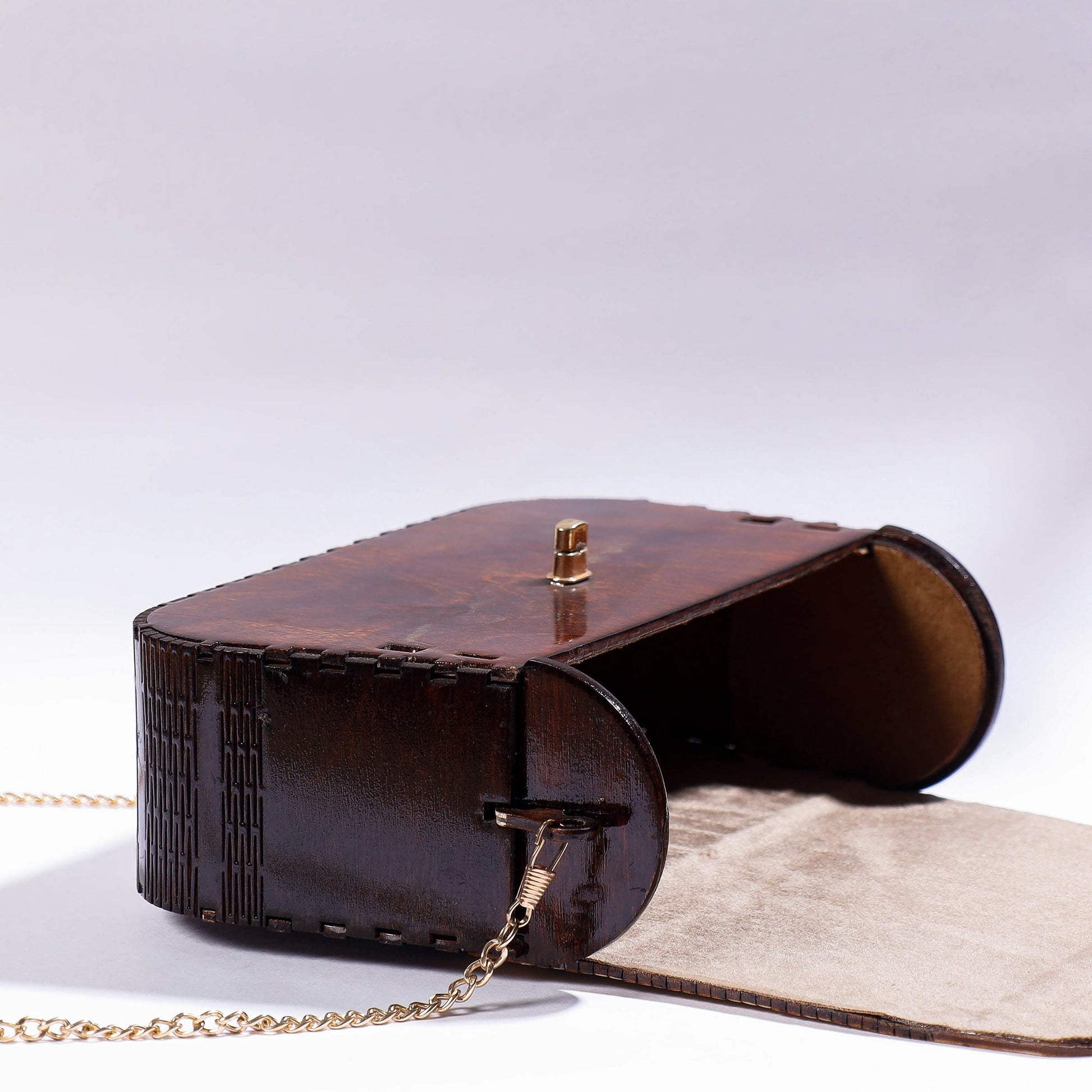 Brown - Handcrafted Birch Wooden Sling Bag