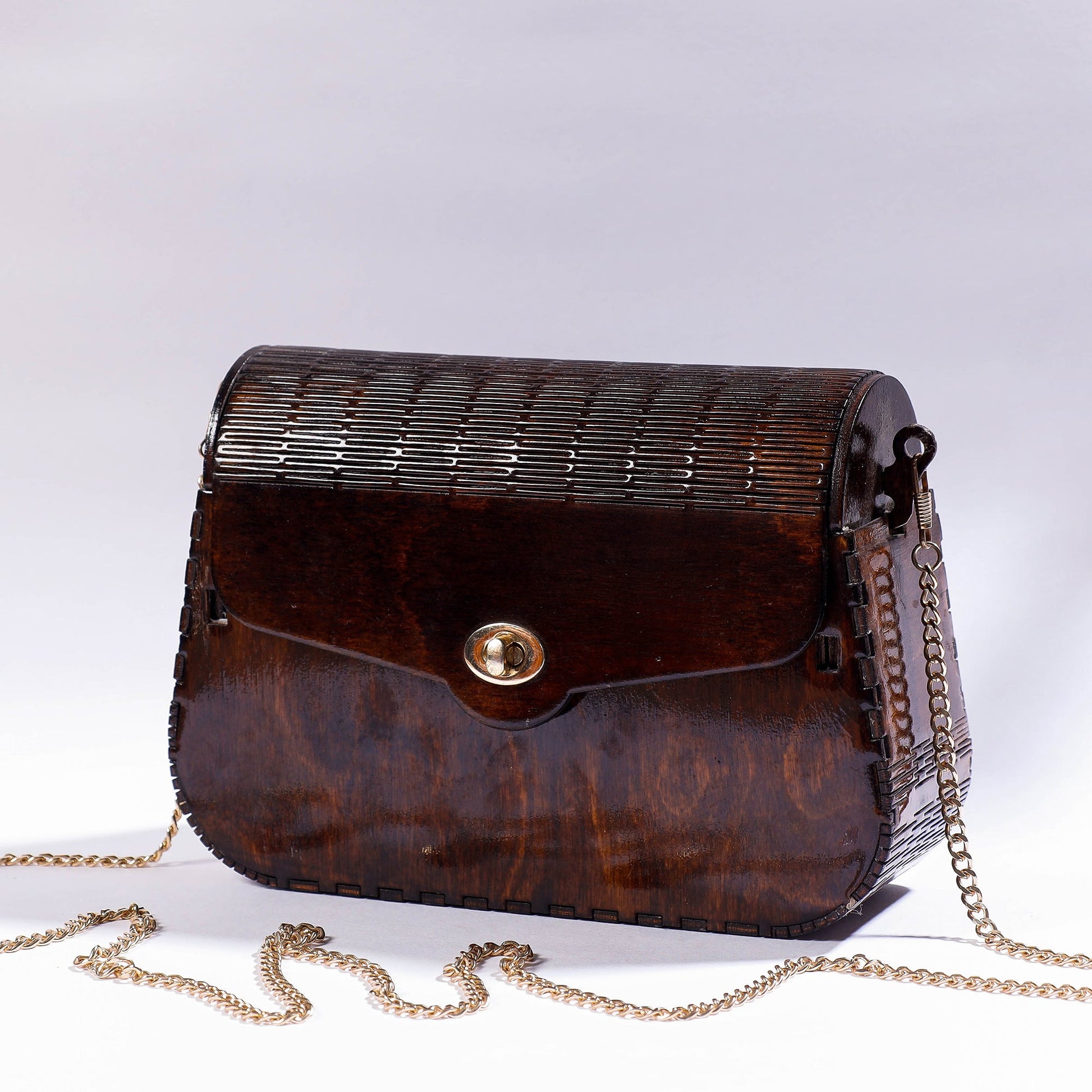 Brown - Handcrafted Birch Wooden Sling Bag