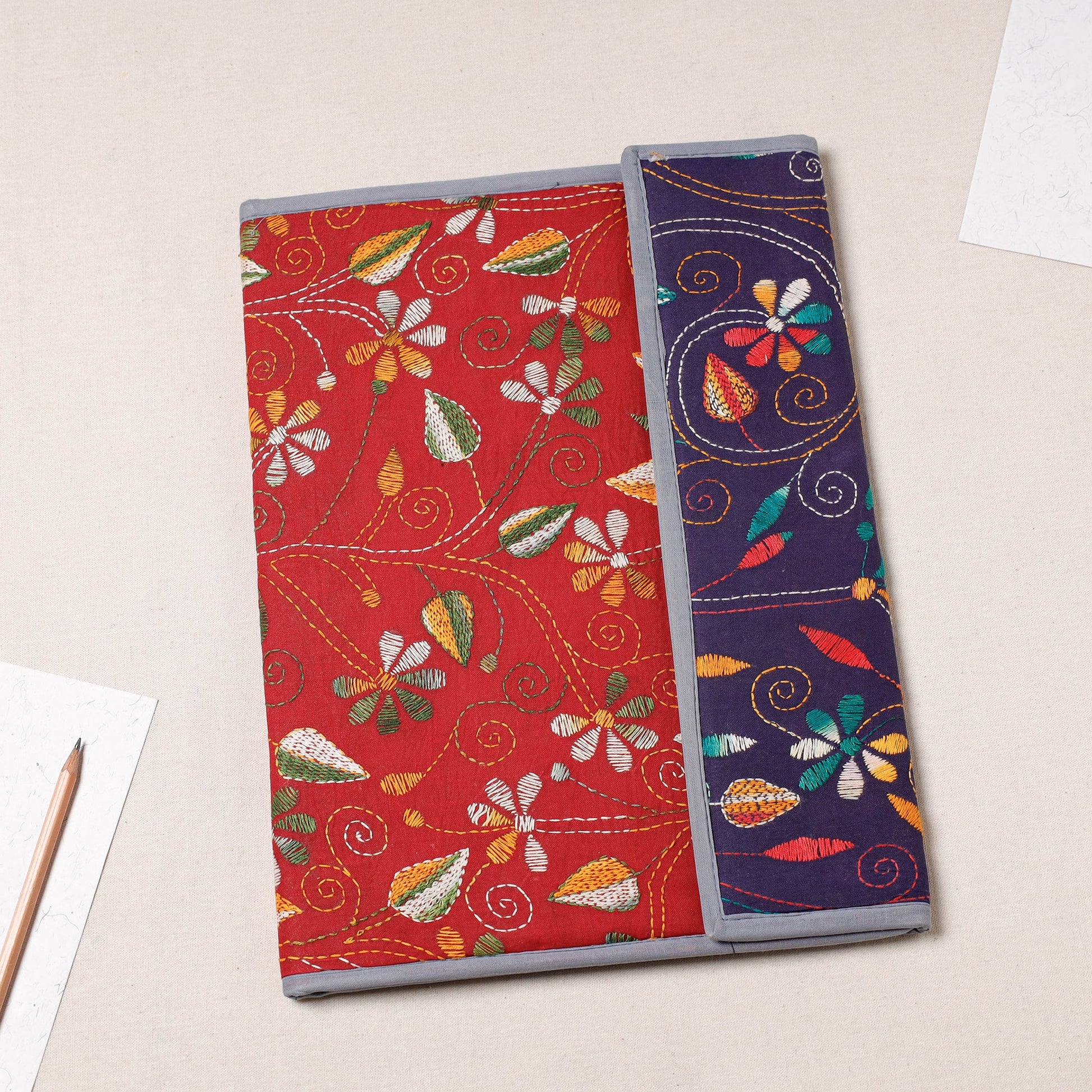 Bengal Kantha Work Handcrafted File Folder
