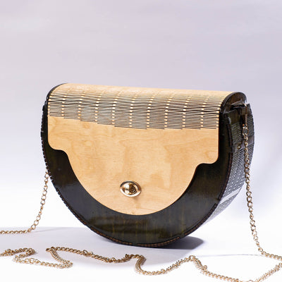 Black - Handcrafted Birch Wooden Sling Bag