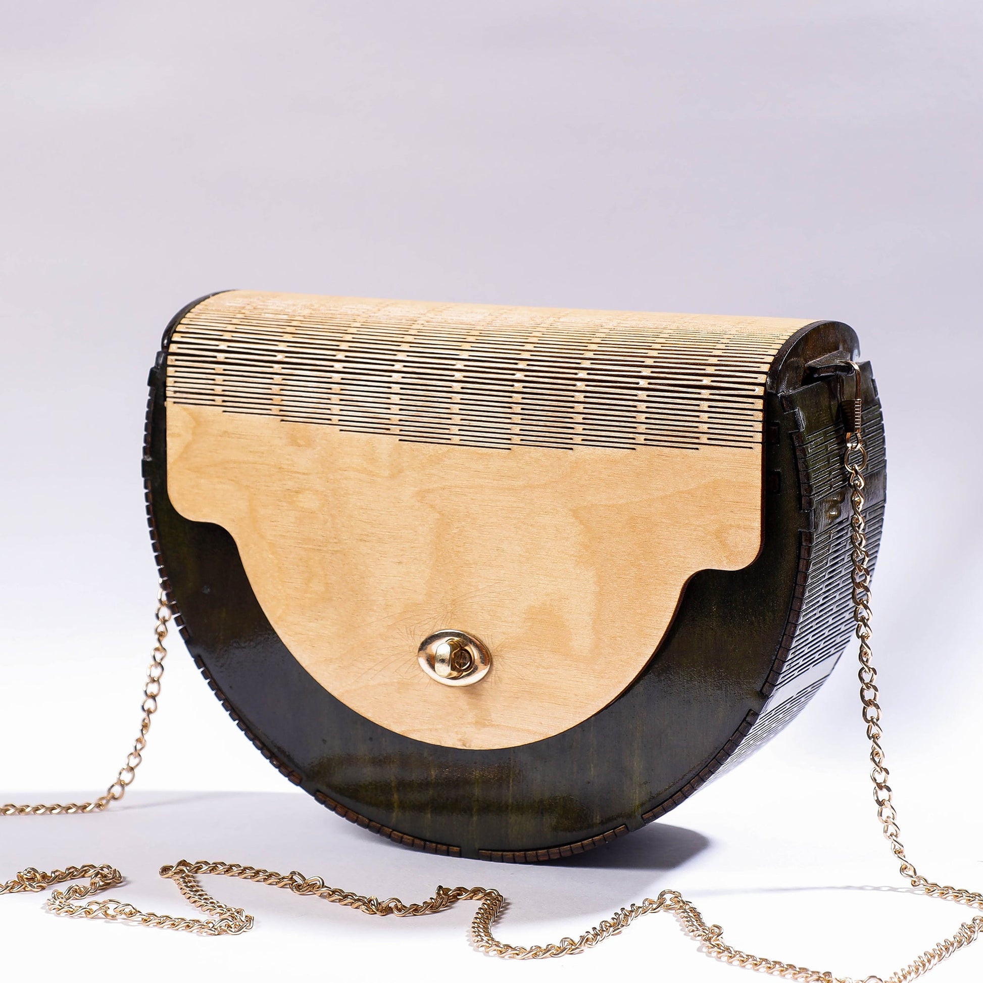 Black - Handcrafted Birch Wooden Sling Bag