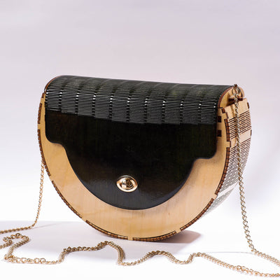 Beige - Handcrafted Birch Wooden Sling Bag