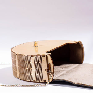 Beige - Handcrafted Birch Wooden Sling Bag