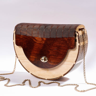 Beige - Handcrafted Birch Wooden Sling Bag
