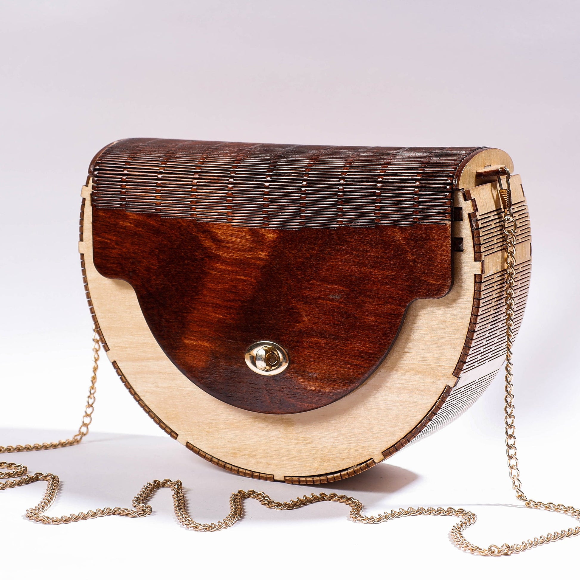 Beige - Handcrafted Birch Wooden Sling Bag