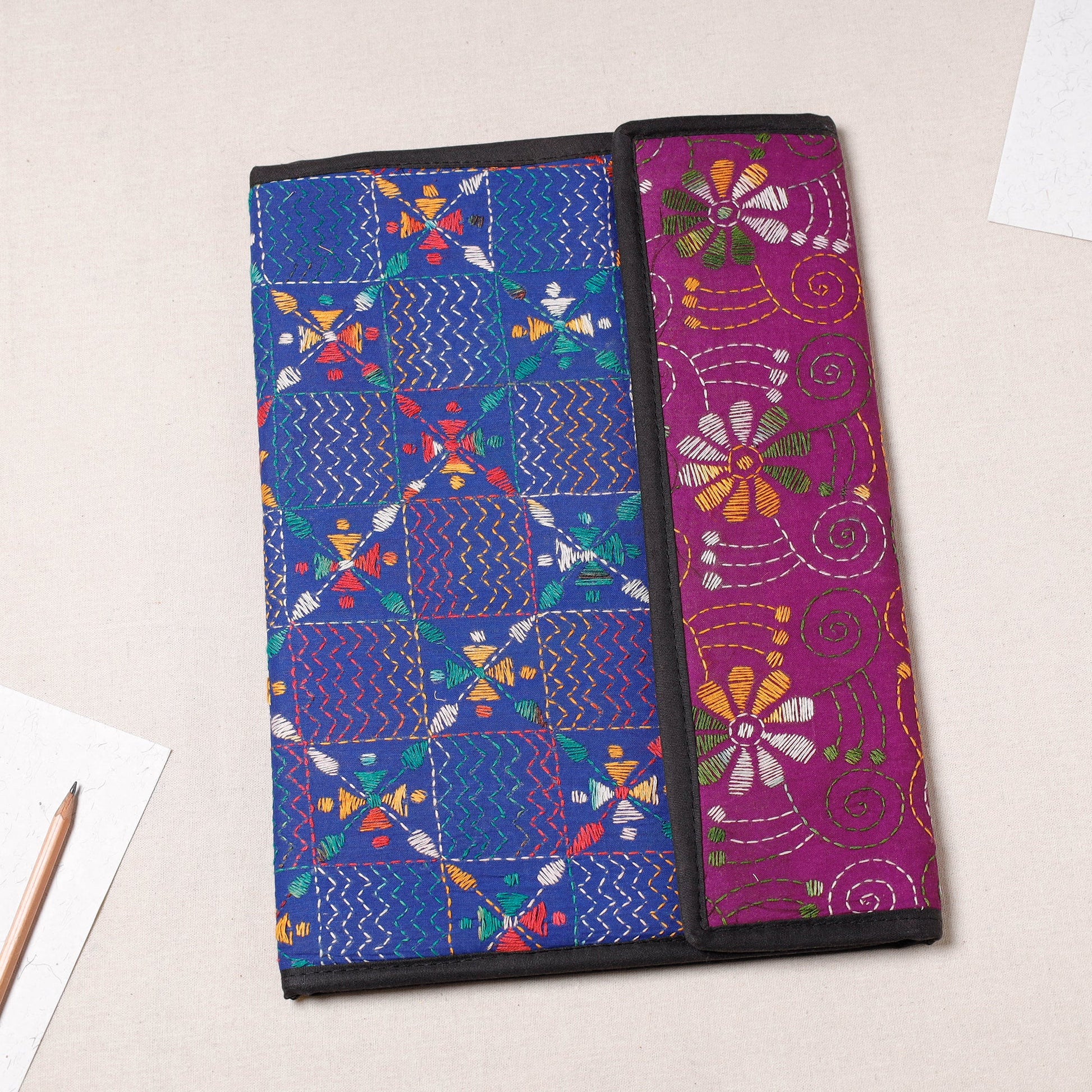 Bengal Kantha Work Handcrafted File Folder