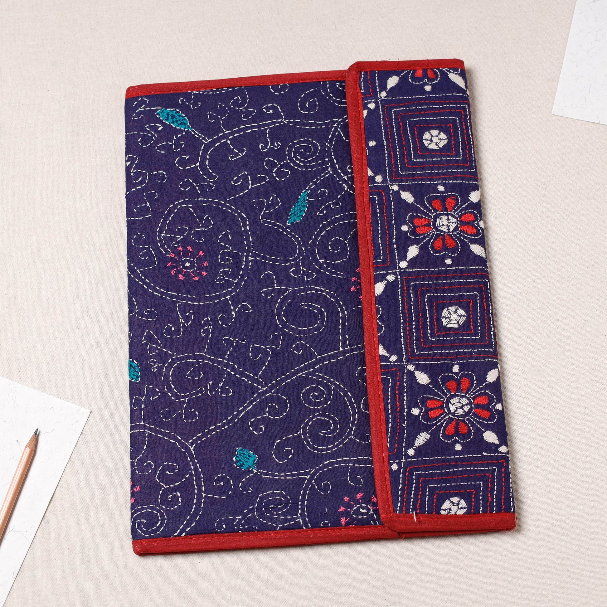 Bengal Kantha Work Handcrafted File Folder
