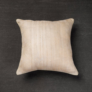 Beige - Tussar Silk Bengal Kantha Work Cushion Cover 17