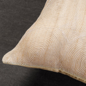 Beige - Tussar Silk Bengal Kantha Work Cushion Cover 17