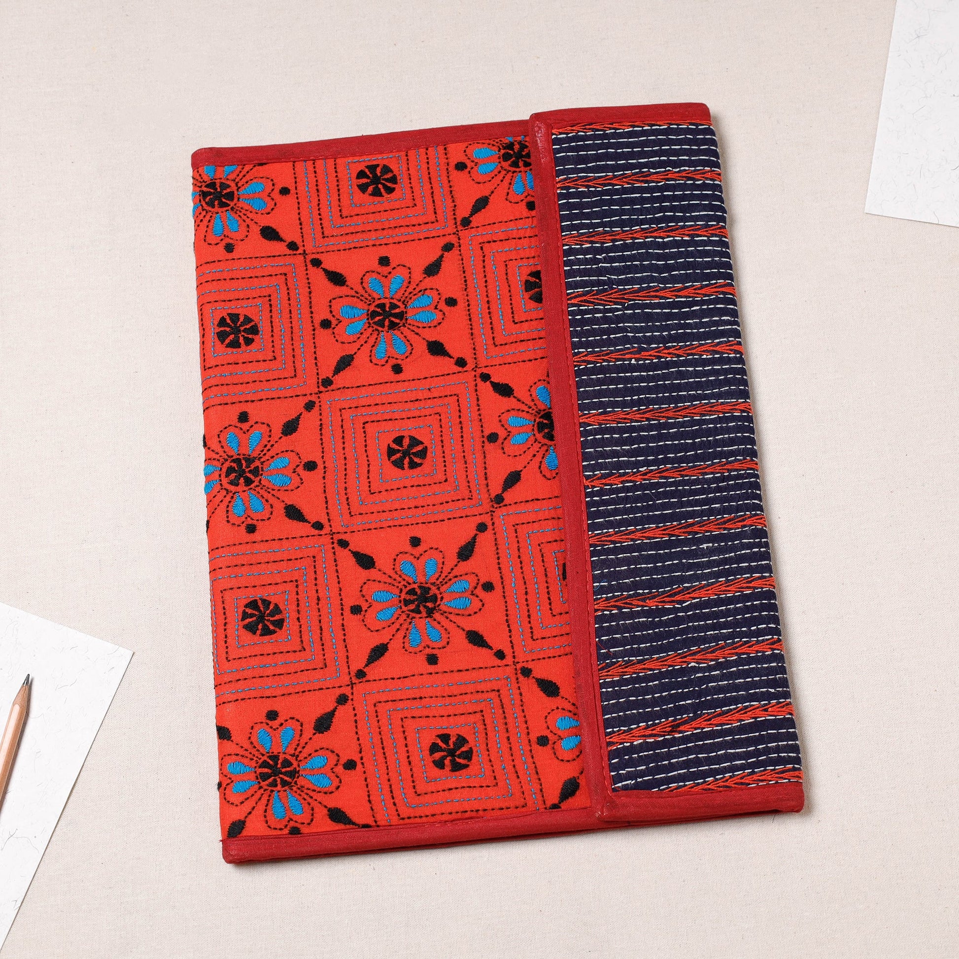Bengal Kantha Work Handcrafted File Folder