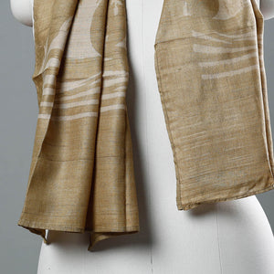 Brown - Block Art Print Natural Dyed Tussar Silk Bindaas Stole