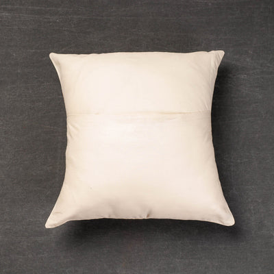 Beige - Bengal Kantha Embroidery Mulberry Tussar Silk Cushion Cover (16 x 16 in)