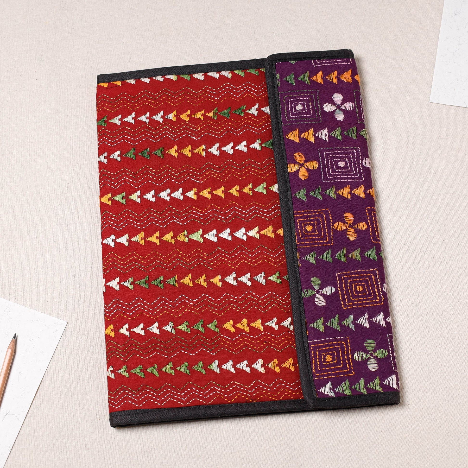 Bengal Kantha Work Handcrafted File Folder