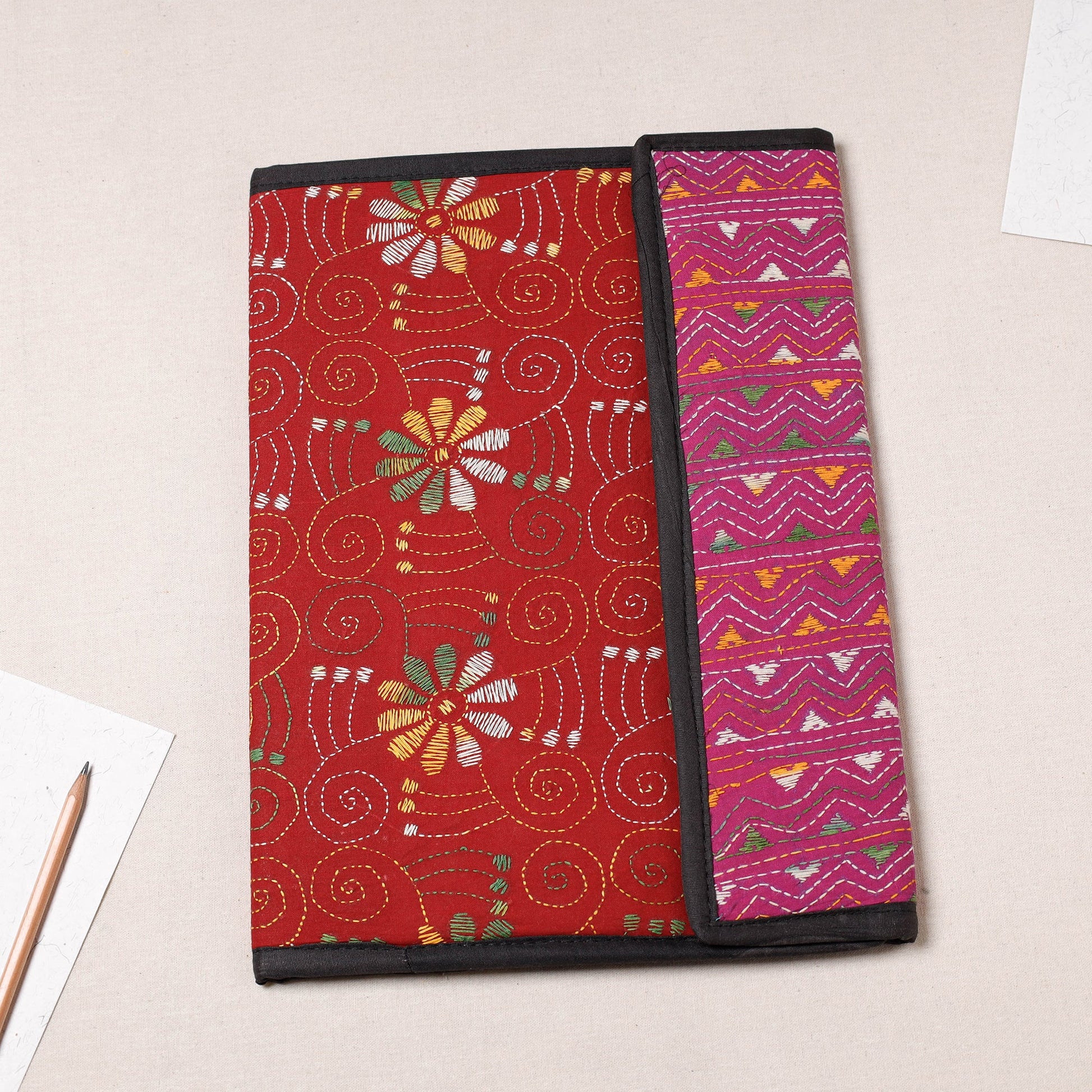 Bengal Kantha Work Handcrafted File Folder
