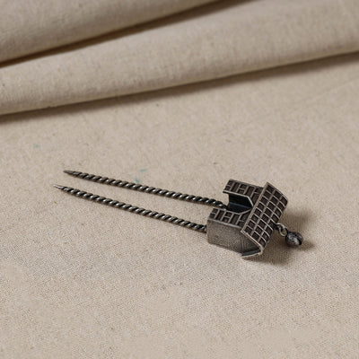 Antique Silver Finish Oxidised Brass Base juda Pin