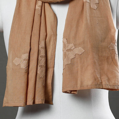 Brown - Barmer Applique Cutwork Cotton Stole