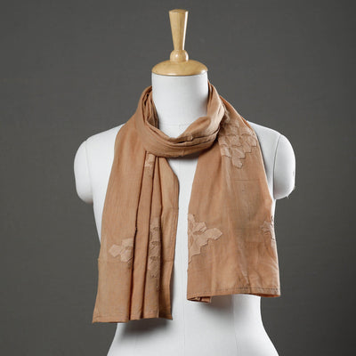 Brown - Barmer Applique Cutwork Cotton Stole