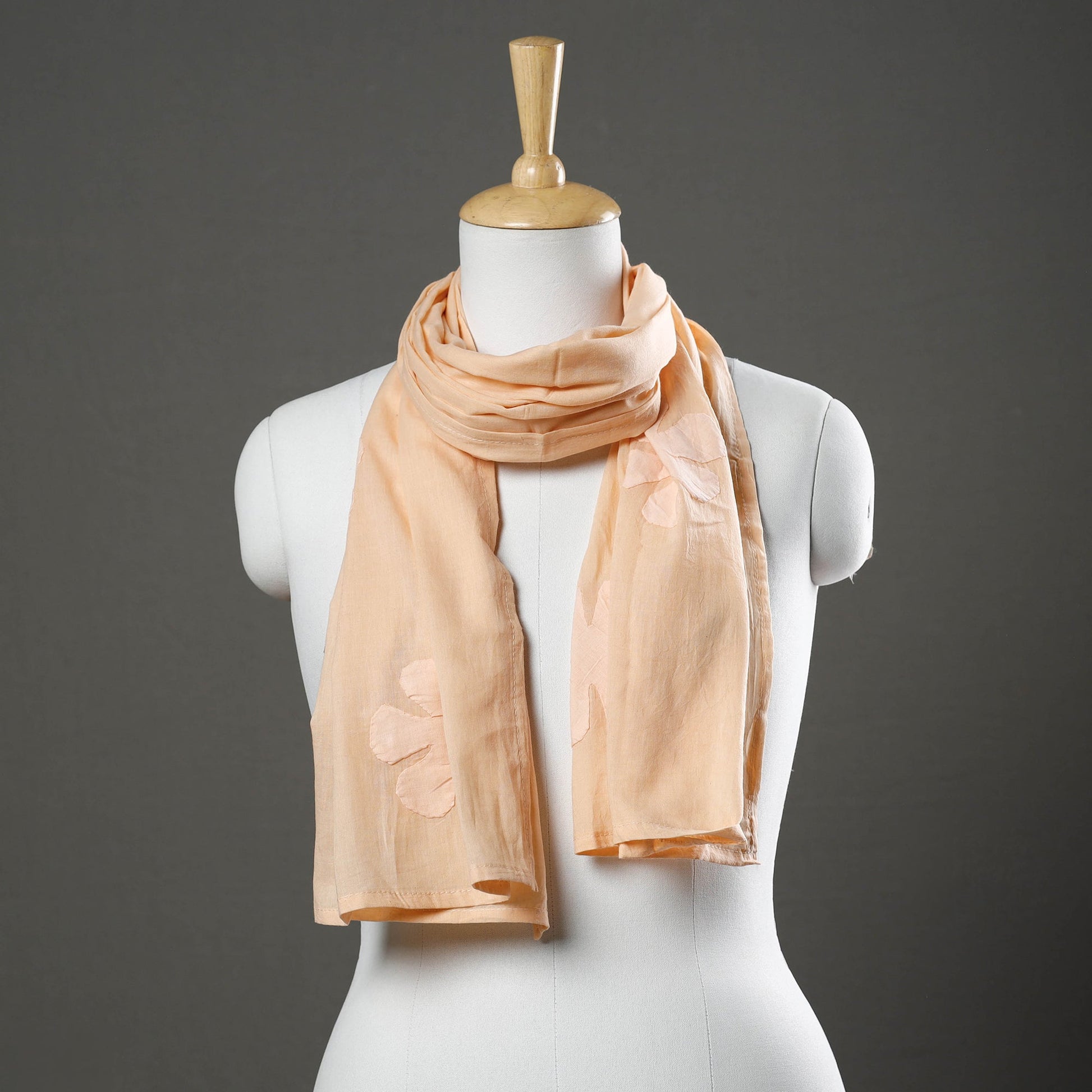 Beige - Barmer Applique Cutwork Cotton Stole