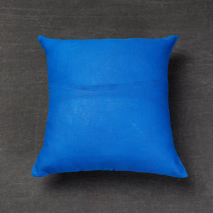 Blue - Bengal Kantha Embroidery Mulberry Silk Cushion Cover (16 x 16 in)