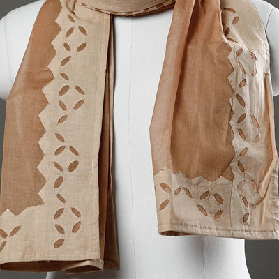 Brown - Barmer Applique Cutwork Cotton Stole