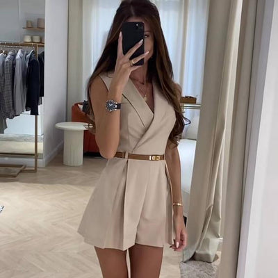 Vaco Statement Romper with belt