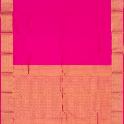 Hot Pink Silk Saree With Plain Body & Zari Border-Hot Pink